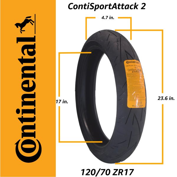 Continental ContiSportAttack 2 120/70ZR17 Front & 180/55ZR17 Rear Sports Motorcycle Tires - High-Performance Grip, Enhanced Stability, and Quick Warm-Up 120/70-17, 180/55-17 - Image 2