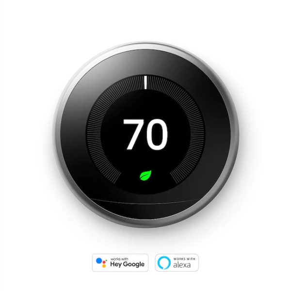 Google Nest Learning Smart Thermostat with WiFi Compatibility (3rd Generation) - Stainless Steel