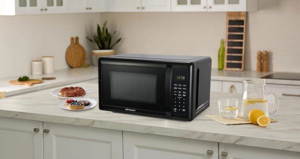 Compact Countertop Microwave Oven with Touch Control, LED Display, 700W, 10 Power Levels, 6 Auto Menus, Glass Turntable and Child Safe Lock, 0.7 Cu., Ft. Black - Image 4