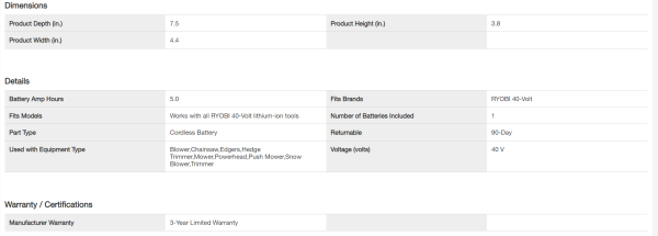 RYOBI OP4050A 40V Lithium-Ion 5.0 Ah Battery - Image 4