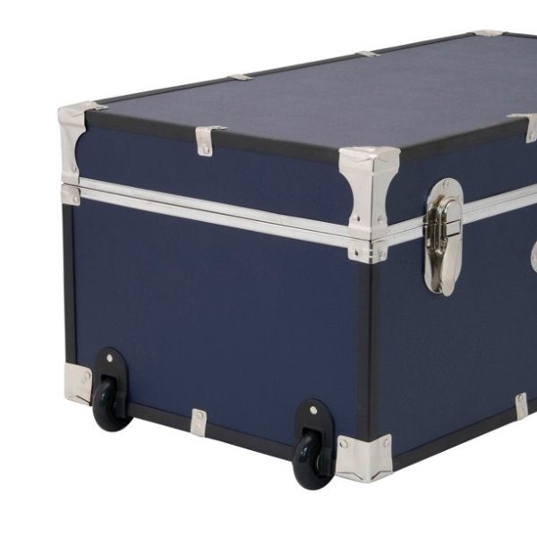 Seward Trunks Explorer 30" Trunk with Wheels， Wood Storage Trunk for Adults， Navy Blue - Image 4