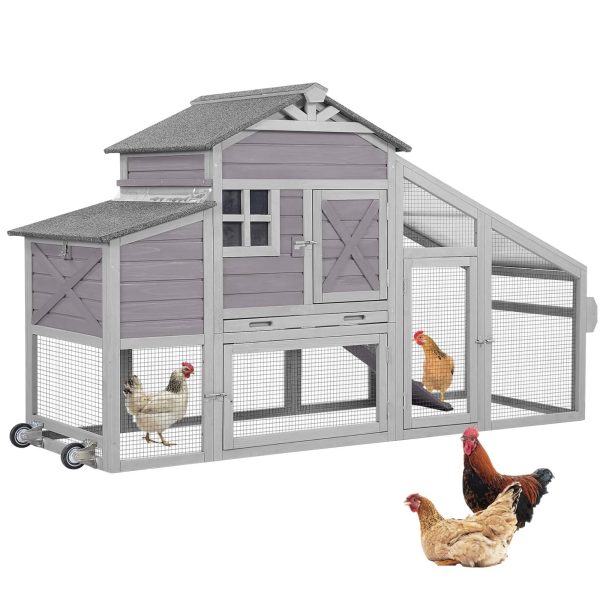 Aivituvin Mobile Chicken Coop Hen House with Wheels Handdrail for 2-4 Chickens