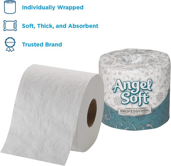 Georgia Pacific Angel Soft ps 16880 White 2-Ply Premium Embossed Bathroom Tissue， 4.05" Length x 4.0" Width (Case of 80 Rolls， 450 Sheets Per Roll) - Image 2