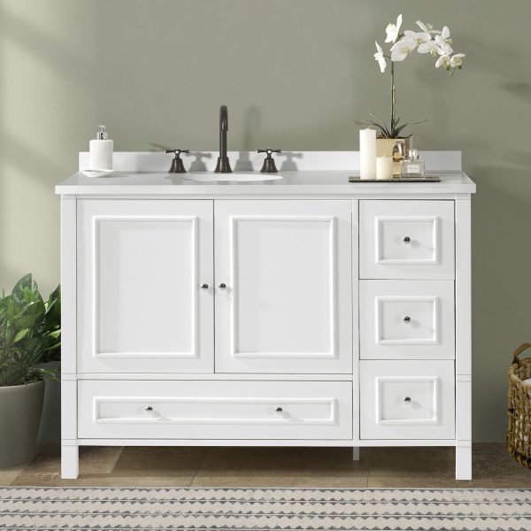 Alaterre Furniture Williamsburg White Vanity Cabinet - Image 2