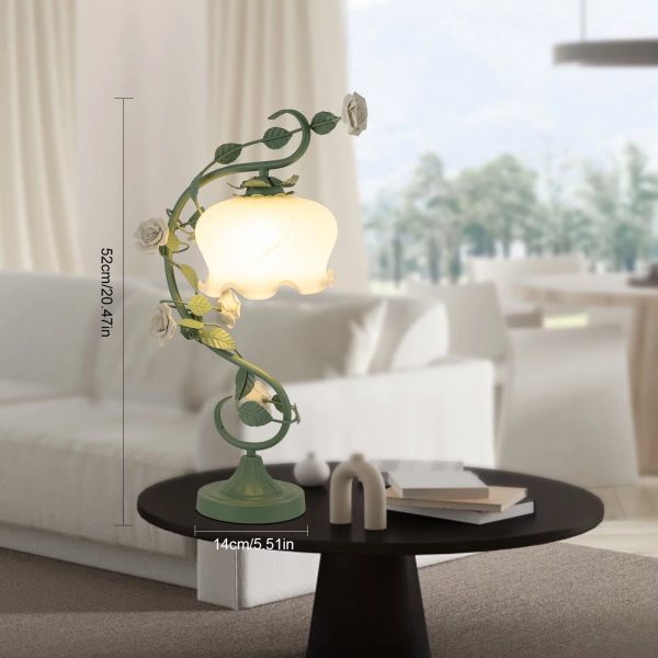 Rose Flower Table Lamp for Bedroom, Stained Glass Desk Lamp Elegant Flower Plug-in Bedside Nightstand Lamp 60W Max Green - Image 15