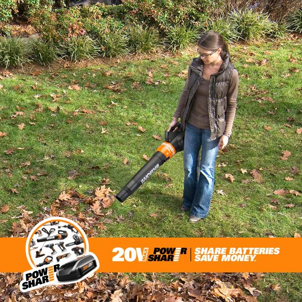 WORX WG546 TURBINE 20V PowerShare 2-Speed Cordless Battery-Powered Leaf Blower - Image 6