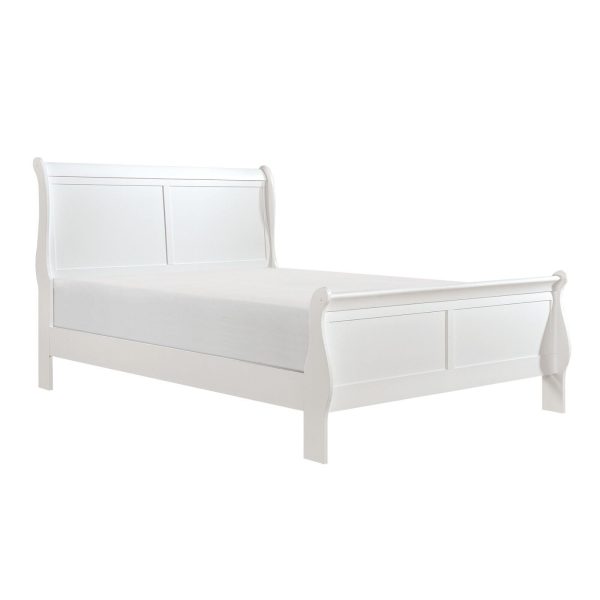 Traditional White Finish 1pc Eastern King Size Sleigh Bed Classic Louis Philippe Styling Bedroom Furniture - Image 4