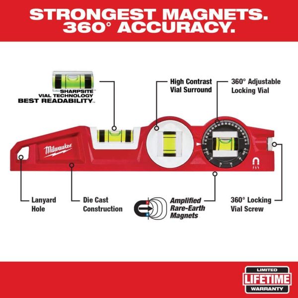 10 in. /24 in. /48 in. /78 in. REDSTICK Magnetic Box and Torpedo Level Set MLBXCM78 - Image 4