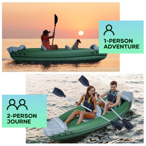 Naipo 2 Person Inflatable Kayak for Adults with Aluminum Oars Bag Carry Patch Air Pump - Image 3