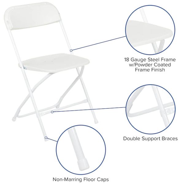 Flash Furniture 10-Pack White Standard Folding Chair with Solid Seat (Indoor) - Image 5