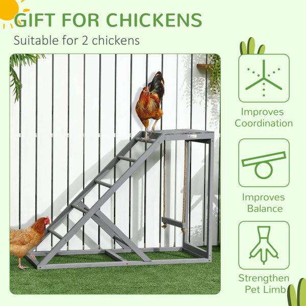 PawHut Chicken Activity Play Chicken Coop Toy Hen Accessory w/ Platform Gray - Image 6