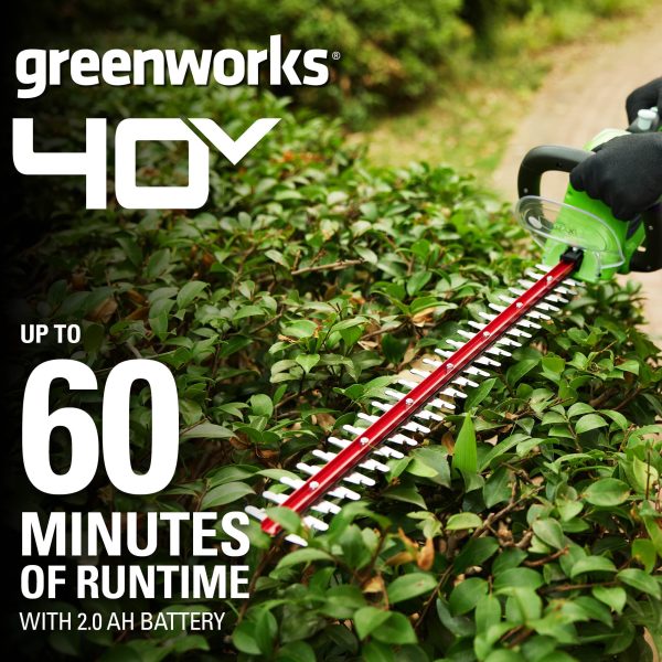 Greenworks 40V 24" Hedge Trimmer with (1) 2Ah Battery and Charger 22262VT - Image 4