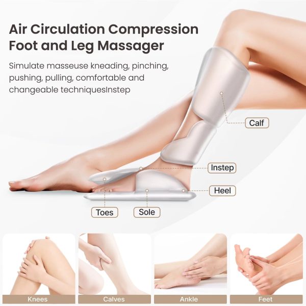 PureHeal Leg Massager for Circulation, Air Compression Foot and Leg Massage with 5 Modes and 5 Intensities, Black - Image 3