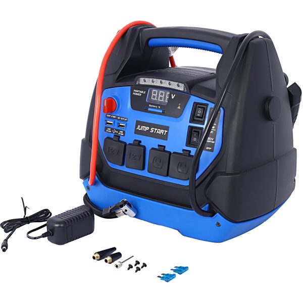 Rechargeable Jump Starter for Gas Diesel Vehicles, 1800 Amps with Air Compressor and AC, 12V DC - Image 4