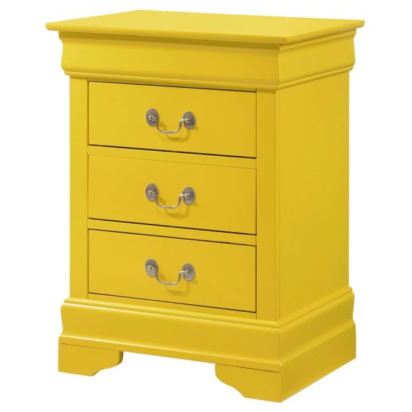 Passion Furniture Louis Philippe 3-Drawer Yellow Nightstand (29"H x 16"W x 21"D) - Image 2