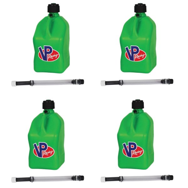 VP Racing Fuels 5.5 Gallon Utility Jugs with Deluxe Hoses, Green (4 Pack)