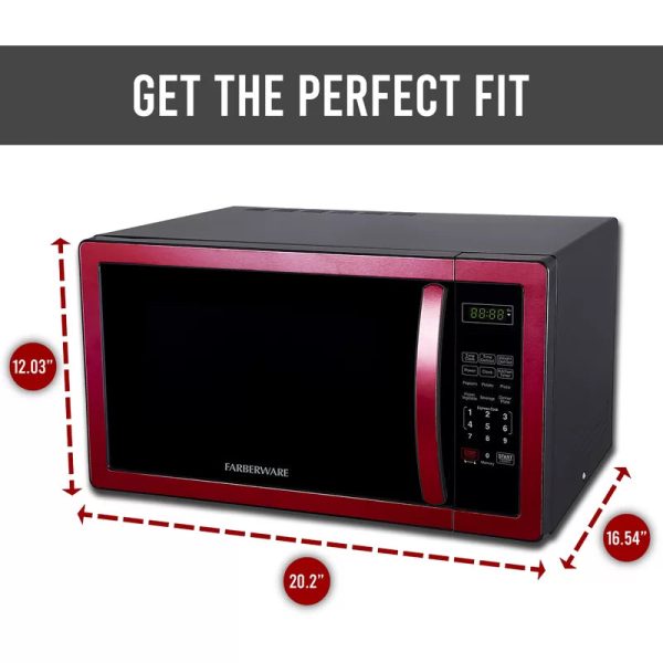 Farberware FMO11AHTBKN 1.1 cu. Ft. 1000-Watt Countertop Microwave Oven in Metallic Red - Image 5