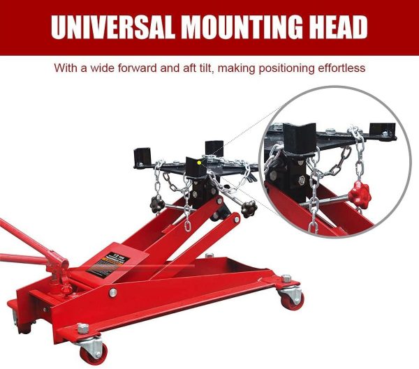 HPDAVV 1/2 Ton (1,000 lb) Capacity Hydraulic Roll-Under Transmission Service/Floor Jack, Red - Image 7