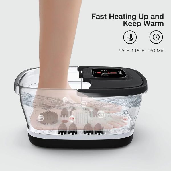 YOZIHAYL Collapsible Foot Spa with Heat Bubble Red Light and Temperature Control Foot Bath Massager with 8 Shiatsu Massage Rollers Pedicure Foot Spa for Relaxation and Stress Relief - Image 3