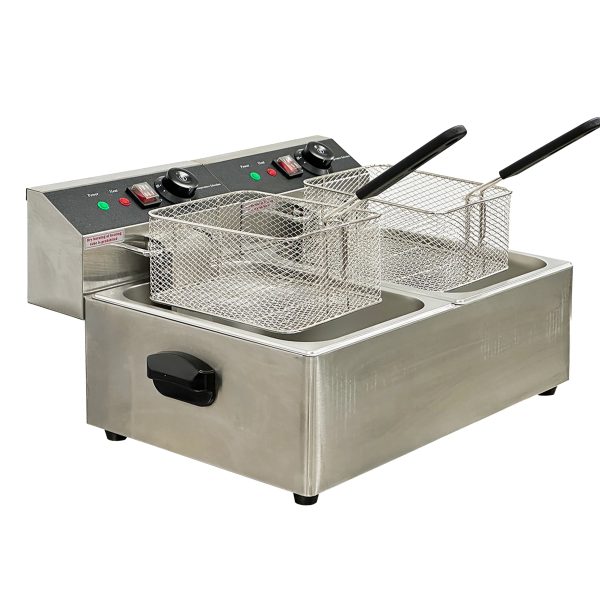 23 in. Commercial Electric Countertop Stainless Steel Deep Fryer 12L 2.5KW