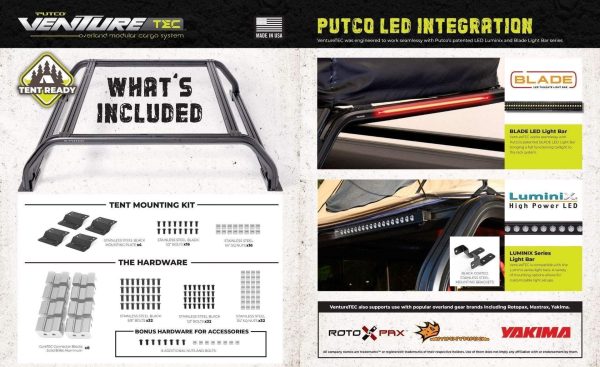 PUTCO Venture TEC Rack - 2016-2021+ Toyota Tacoma 6' Standard Box - 184410 - Image 17