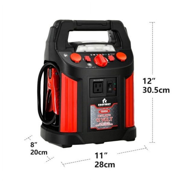 Jump Starter Air Compressor Power Bank Charger with LED Light and DC Outlet - Image 3