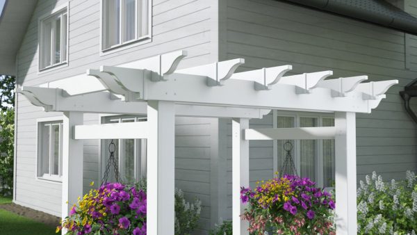 Vita 63"L x 46"W x 91"H Springport Vinyl Arbor, White, VA68146 - Image 2