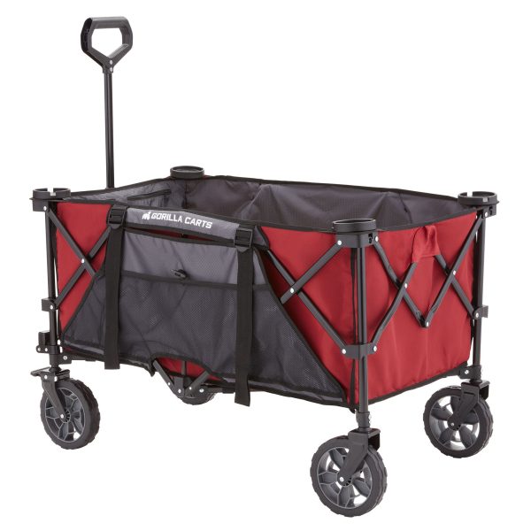 Gorilla Carts 7 Cubic Feet Foldable Utility Beach Wagon w/ Oversized Bed, Red💝 Last Day For Clearance - Image 2