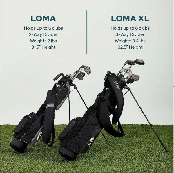 Sunday Golf Loma XL Bag - Lightweight Golf Bag with Strap and Stand – Easy to Carry Pitch n Putt Golf Bag – Golf Stand Bag for The Driving Range, Par 3 and Executive Courses, 3.4 pounds (Matte Black) - Image 4