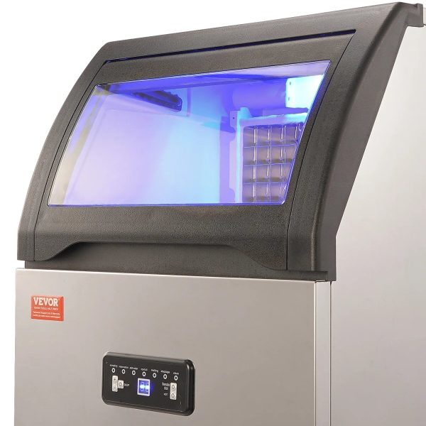 SKYSHALO 110V Commercial Ice Maker 110 lbs/24h with 24 lbs Bin, Clear Cube, LED Panel, Stainless Steel, Auto Clean, Include Water Filter, Scoop, Connection Hose, Professional Refrigeration Equipment - Image 9