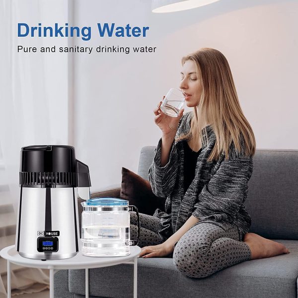 ECO-WORTHY 1 Gallon Water Distiller Timeable Pure Water Distillation with 304 Stainless Steel Filter and CNC Timing LCD Display for Home Countertop 110V - Image 5