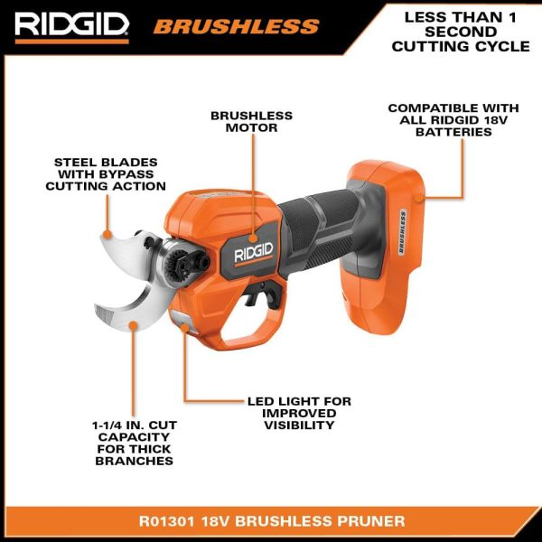 18V Brushless Cordless Battery Pruner with 2.0 Ah Battery and Charger R01301K - Image 3