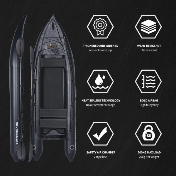 2 Person Inflatable Kayak Fishing PVC Boat - 130'' x 43'' x 11.8'' with Aluminum Alloy Seat, Paddle, Inflatable Mat, Repair Kit, Fin - Image 2