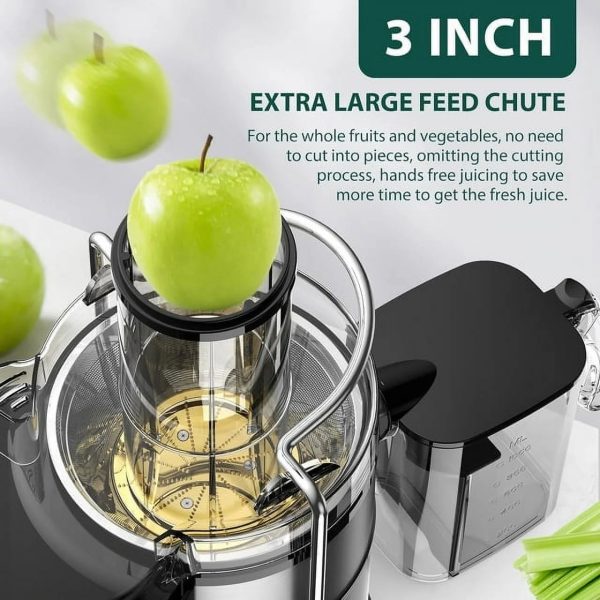 Centrifugal Juicer Machines Vegetable and Fruit,1100W Juice Extractor with 3" Feed Chute,BPA Free,Easy to Clean,High Juice Yield,Black - Image 3