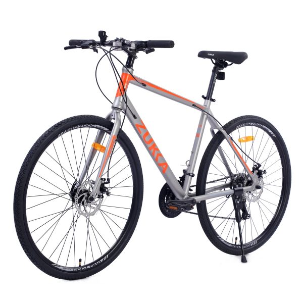 28 inch Hybrid Bike Men, Road Bike with Shimano 21 Speed, 700C Wheels, Comfort Adult Bicycle with Dual Disc Brake, 21'' Lightweight Aluminium Frame, Suggested Rider 5'6" to 6'2" Tall- Silver+Orange - Image 6