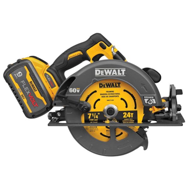 FLEXVOLT 60V MAX Cordless Brushless 7-1/4 in. Circular Saw with Brake with (1) FLEXVOLT 9.0Ah Battery DCS578X1 - Image 5