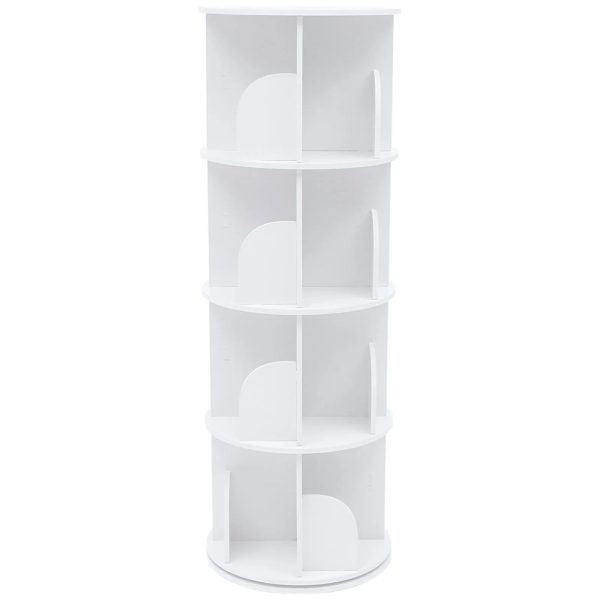 Wuzstar 4 Tiers Rotating Bookshelf 360 Degrees Display Shelves Bookshelf Organizer White Stackable Rack Floor Standing Bookcase for Living Room, Bedroom and Office, 15.7 * 15.7 * 46.5in - Image 2