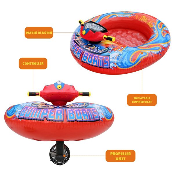 Banzai Aqua Blast Motorized Bumper Boat Inflatable Pool Float Water Toy, Red💝 Last Day For Clearance - Image 8