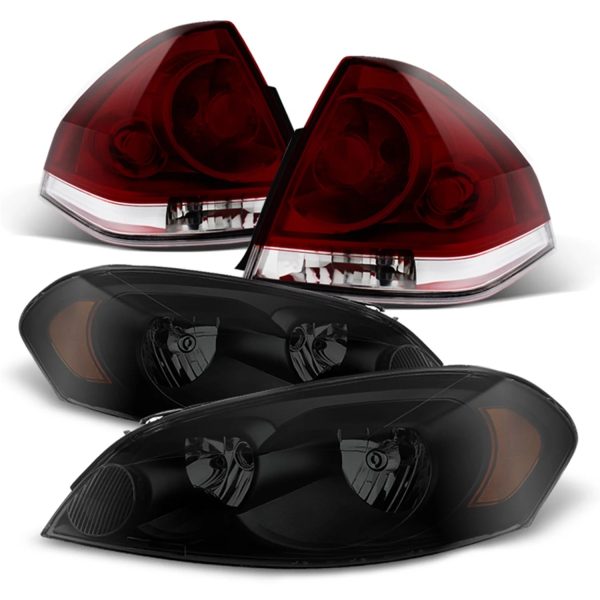 AKKON - Black Smoked Headlights + Dark Red Smoke Tail Lamp Fits 2006-2013 Chevy Impala 2014-2016 Impala Limited Pair LH+RH - Image 2