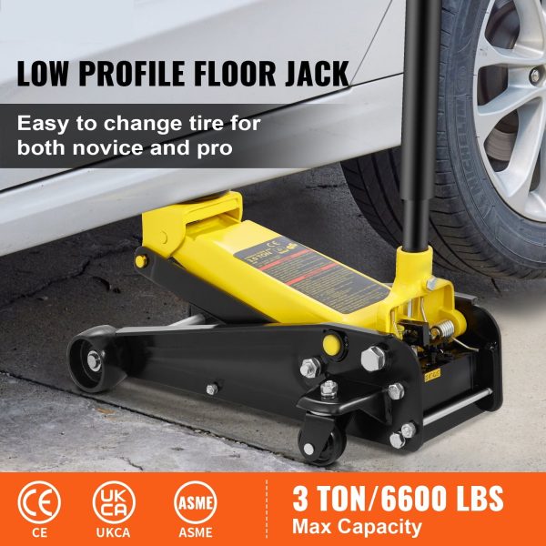 SKYSHALO 6600 lbs 3 Ton Low Profile Floor Jack Hydraulic Single Pump Lifting Capacity for Car, Truck, SUV, Fast Lift - Image 2