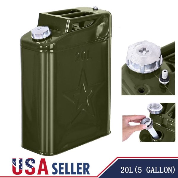 PMUYBHF Can 20L Liter (5 Gallon Gal) Backup Steel Tank F-uel Gasoline G-reen - Image 2