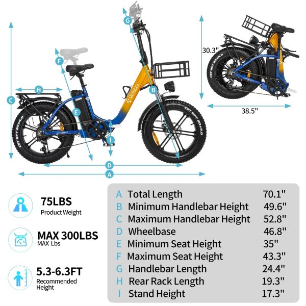 Eletric Bike for Adults 750W Motor 48V 15Ah Removable Battery 20'' Fat Tire Folding Commuting E-Bike Shimano 7-Speed UL2849 - Image 7