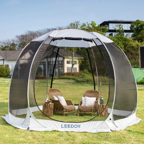 Leedor Screen House Tent Instant Room Shelter Gazebos for Patios Outdoor Canopy 10'x10' Gray - Image 3