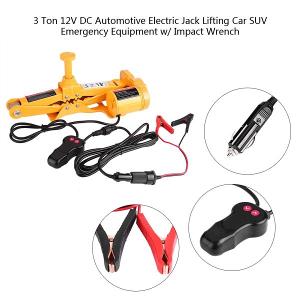 3Ton 12V DC Automotive Electric Jack Lifting Car SUV Emergency Equipment w/ Impact Wrench - Image 6