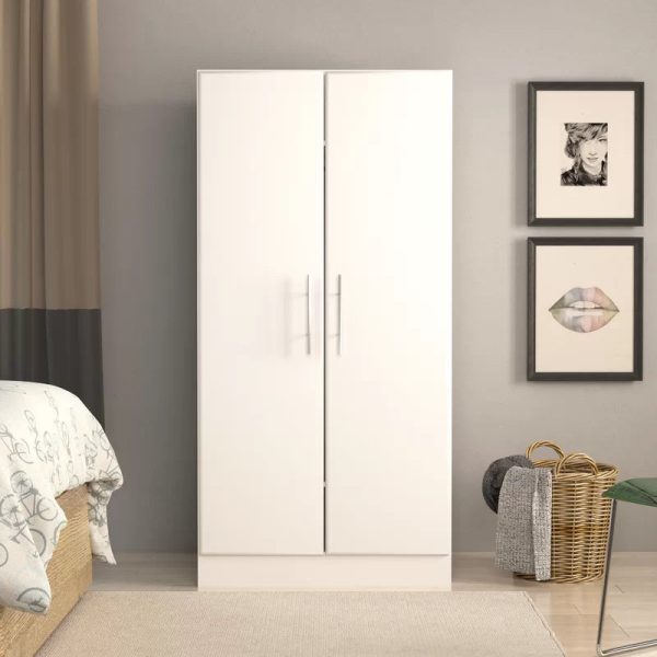 Prepac Elite 2 Door Wardrobe Cabinet， 32" W x 65" H x 20" D， White - Image 9