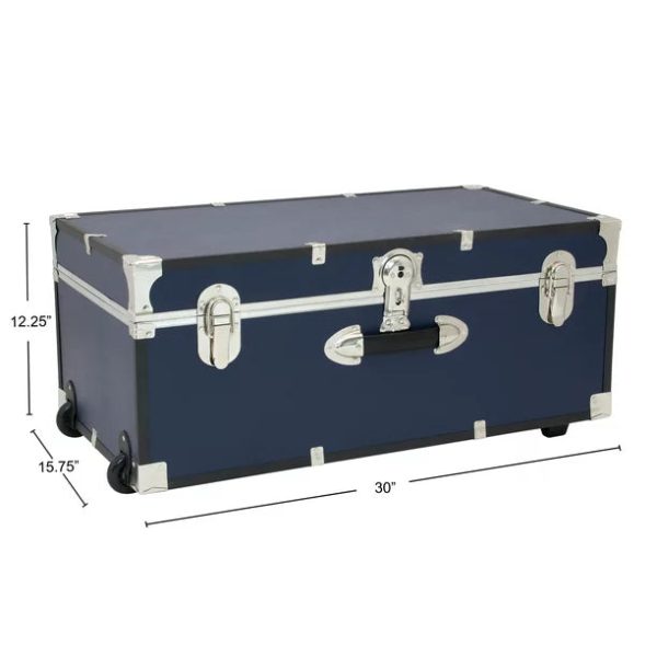 Seward Trunks Explorer 30" Trunk with Wheels， Wood Storage Trunk for Adults， Navy Blue - Image 5