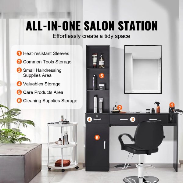 SKYSHALO Wall Mount Barber Salon Station for Hair Stylist Beauty Spa - Image 3