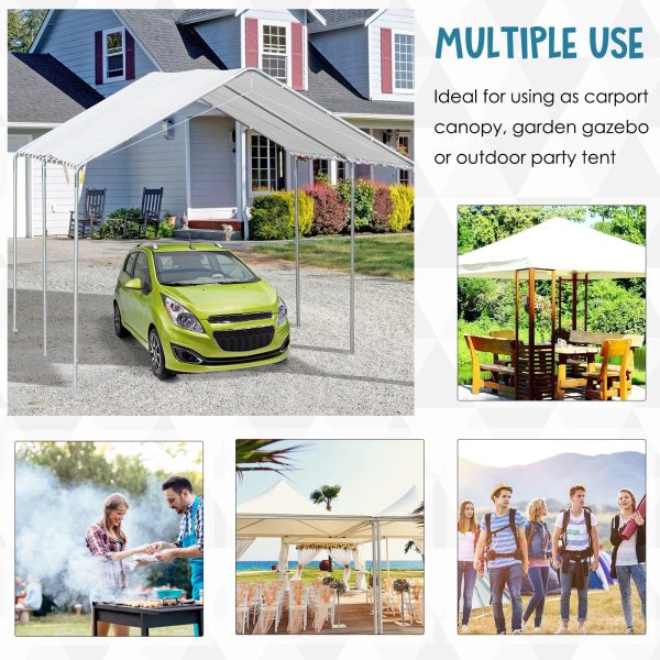 Outsunny 10'x20' Carport Heavy Duty Galvanized Car Canopy with Included Anchor Kit, 3 Reinforced Steel Cables, White - Image 3