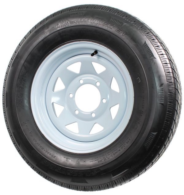 Radial Trailer Tire On Rim ST225/75R15 225/75-15 15 D 6 Lug Wheel White Spoke - Image 3