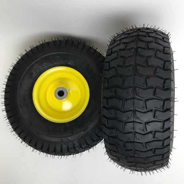 Set of 2 - 15x6.00-6 Lawn Mower Tire and Rim - Fits on 3/4 Inch Axle - Image 2